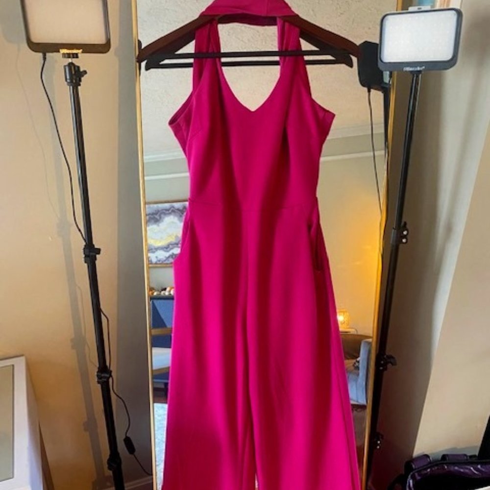 Fuchsia backless jumpsuit